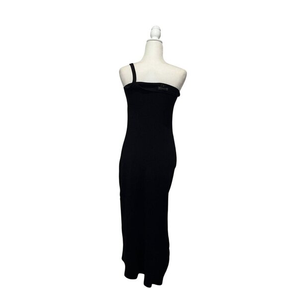 House Of Harlow 1960 Black One-Shoulder Knit Midi Dress Women's Size M - Picture 2 of 8